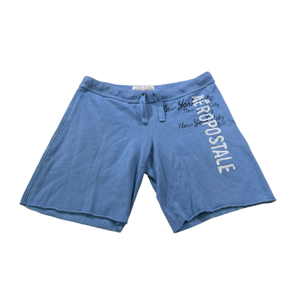 Aeropostale Sweat Shorts M Blue Graphic Logo Loungewear Y2K 2000s Athleisure
